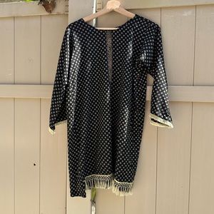 Girls black and gold pattern kurta